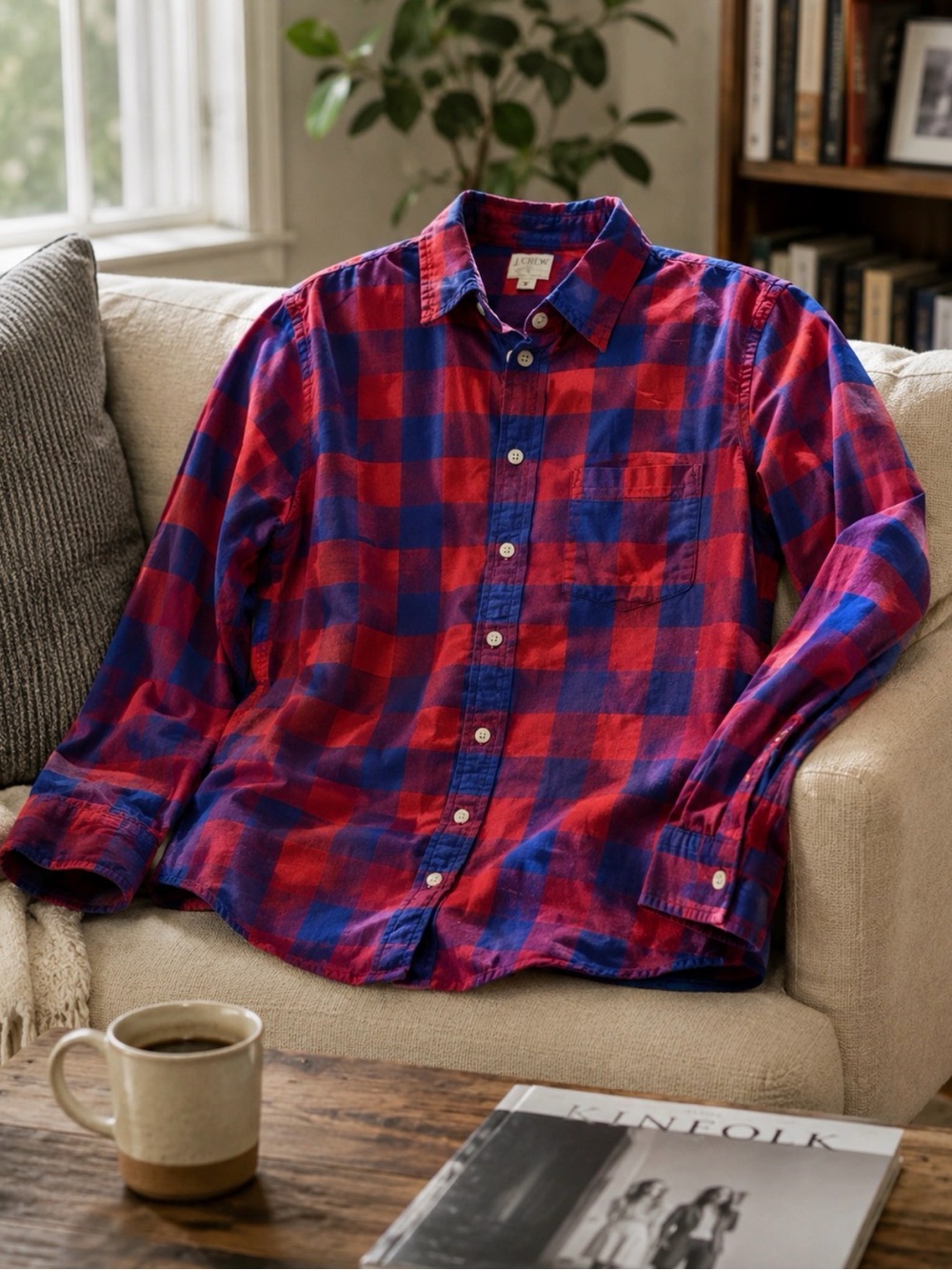 J. Crew Red and Blue Plaid Button-Down Shirt size small